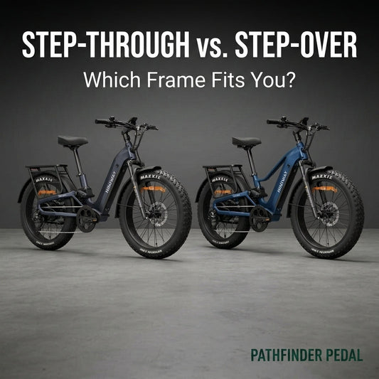 Step-through vs step-over e-bike frame comparison showing D5 2.0 side by side