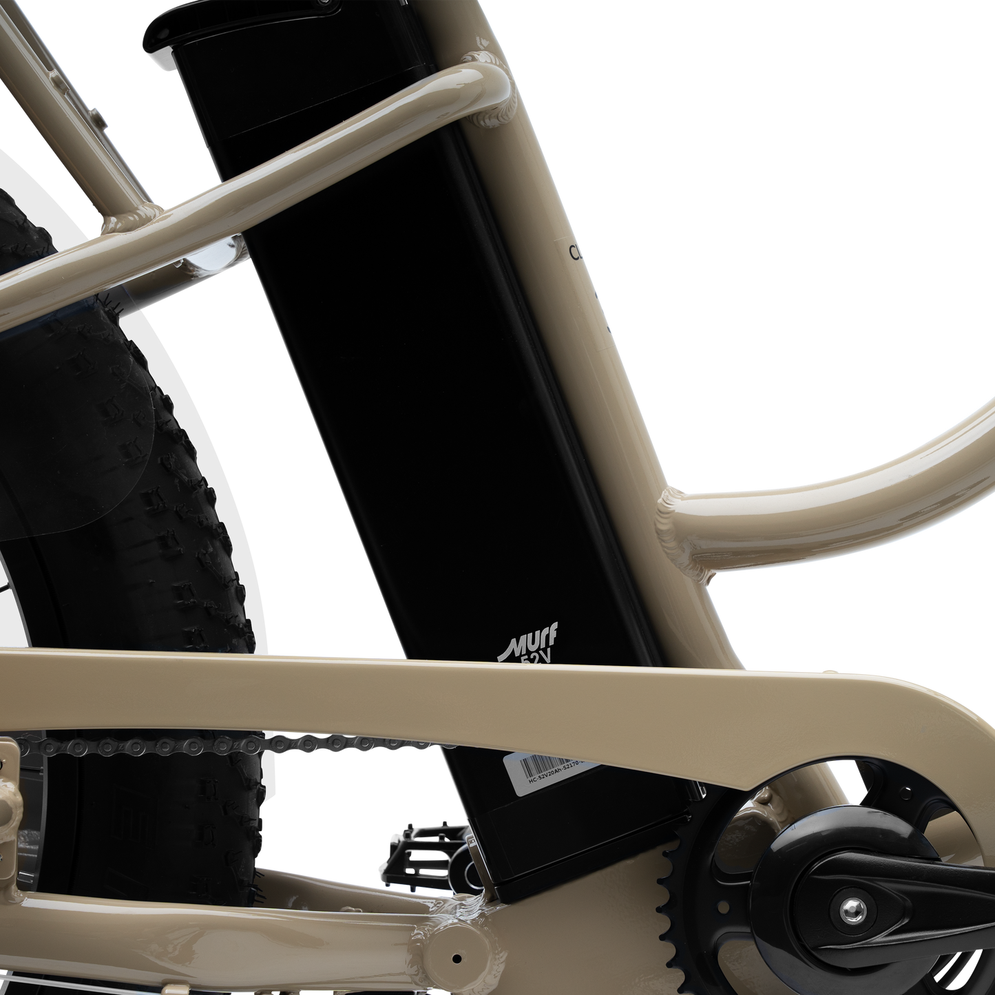 52V 20Ah (1040Wh) removable battery integrated into Alpha Cargo aluminum frame