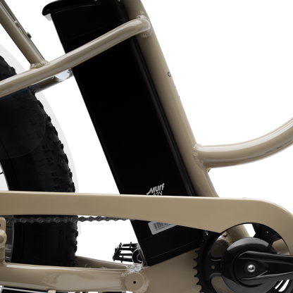 52V 20Ah (1040Wh) removable battery integrated into Alpha Cargo aluminum frame