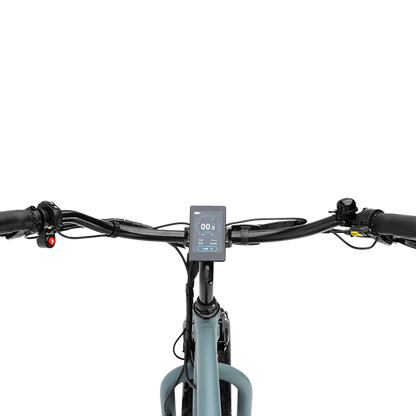 Riders Perspective Bicycle handlebar with digital display on a white background