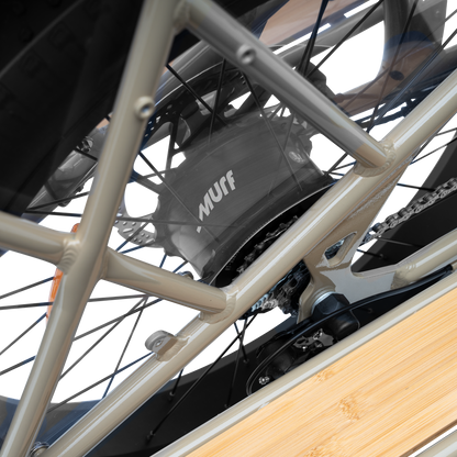 Shimano 7-speed drivetrain and derailleur on Alpha Cargo for pedal efficiency