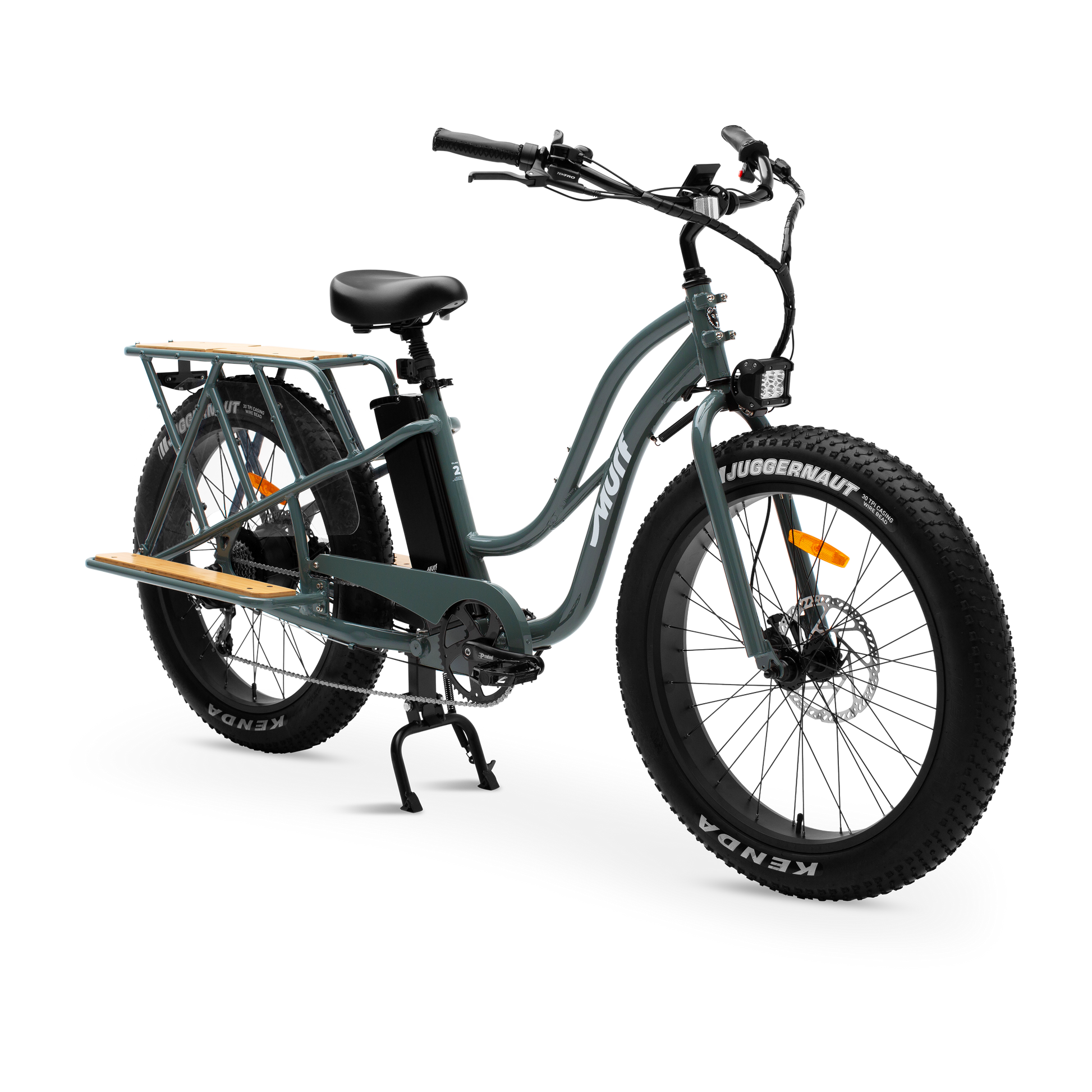 Seabreeze Grey Gloss Alpha Cargo electric bike three-quarter angled view