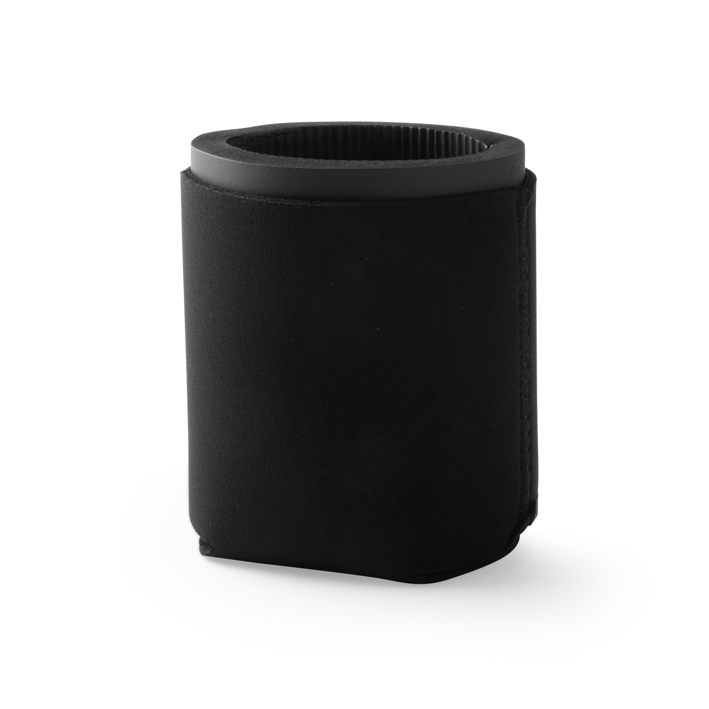 Kroozie Neoprene Sleeve accessory, shown in black fabric over a cup, designed to insulate and provide a better fit for drinks.