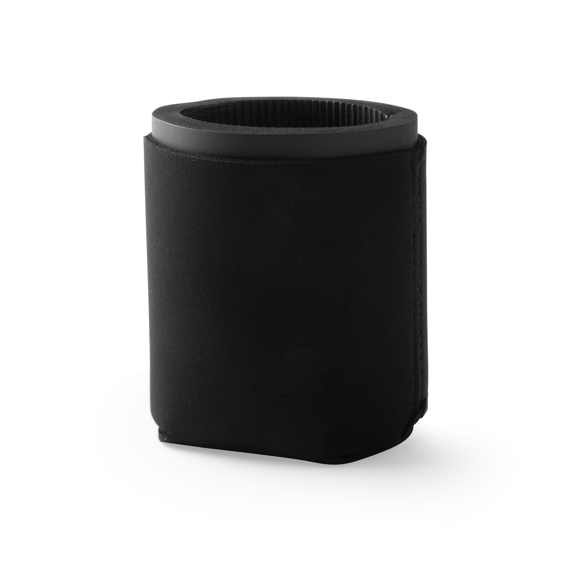 Kroozie Neoprene Sleeve accessory, shown in black fabric over a cup, designed to insulate and provide a better fit for drinks.
