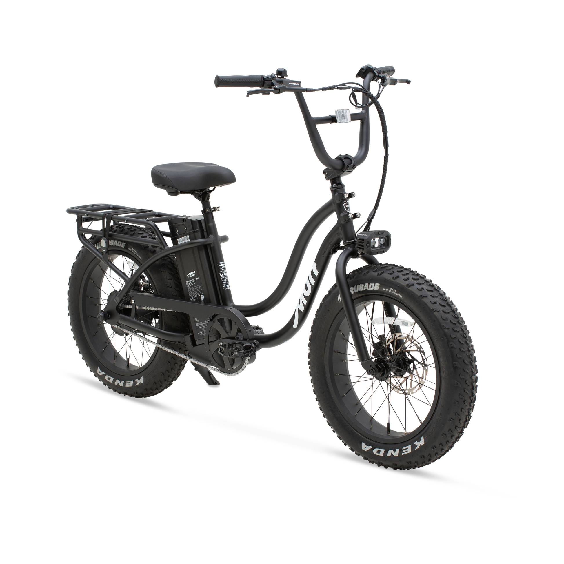 The Higgs ST step-thru fat tire e-bike in black, shown from three quarter in a studio view.