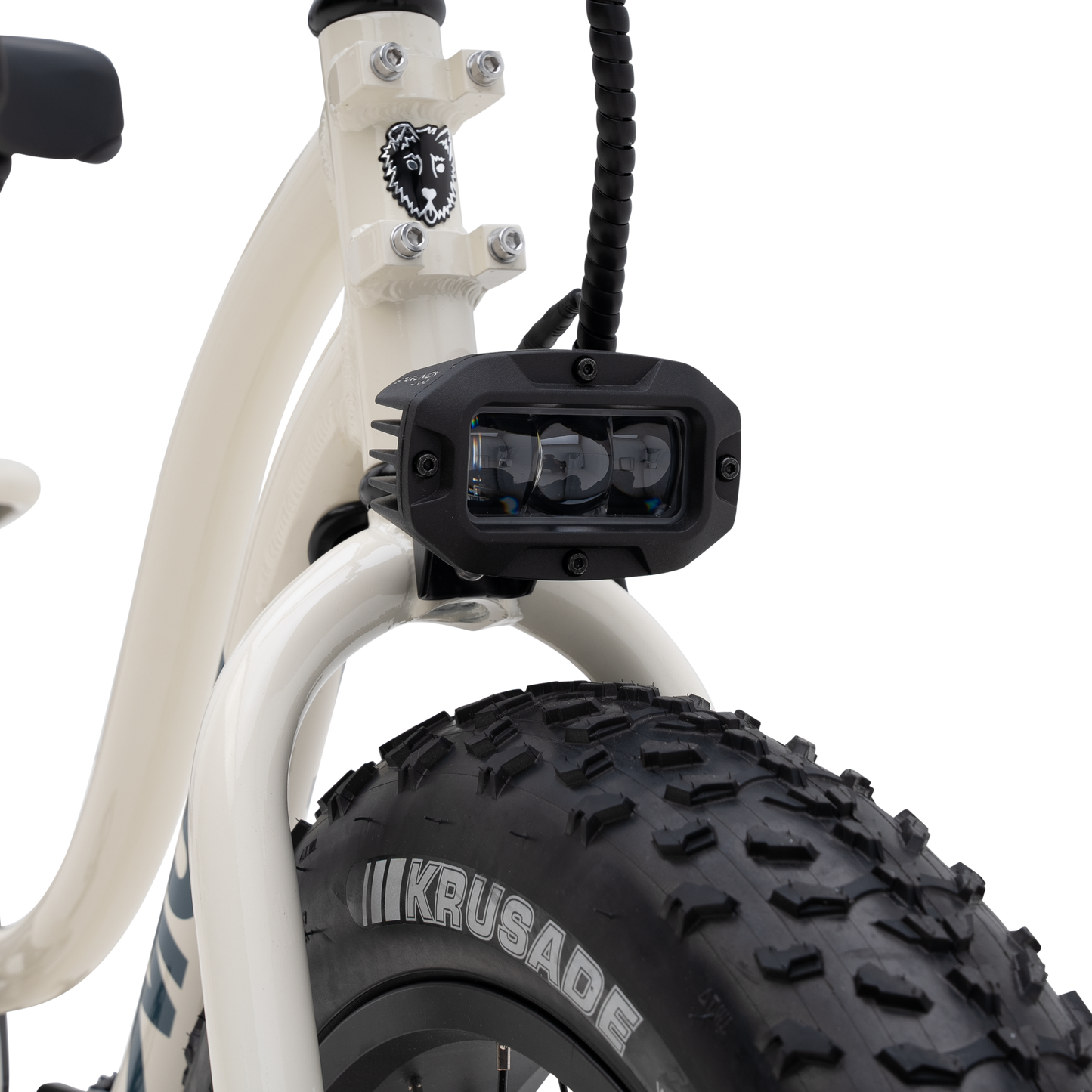  Close-up of The Higgs ST's powerful, integrated off-road headlight.
