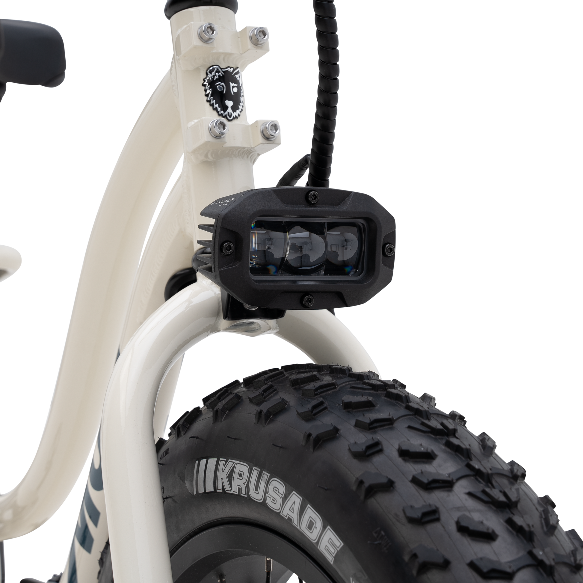  Close-up of The Higgs ST's powerful, integrated off-road headlight.
