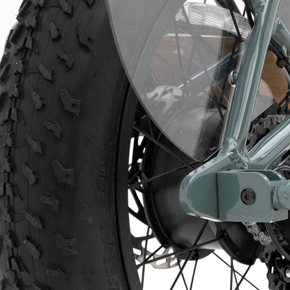 750W rear hub motor and 7-speed drivetrain with transparent fender guards