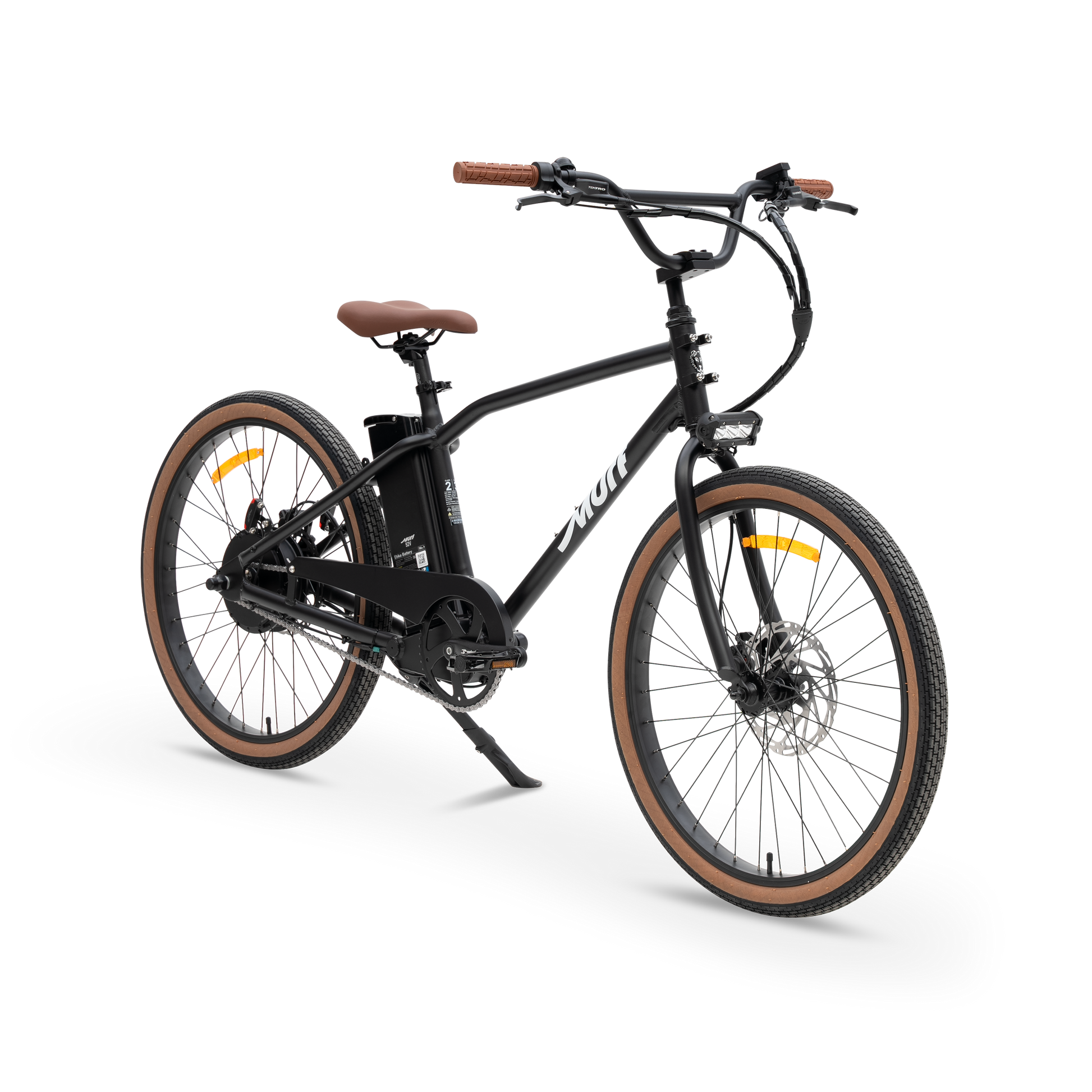 The Otis Commuter E-Bike in Black - 55lb Lightweight Chassis - Three-Quarter Studio View