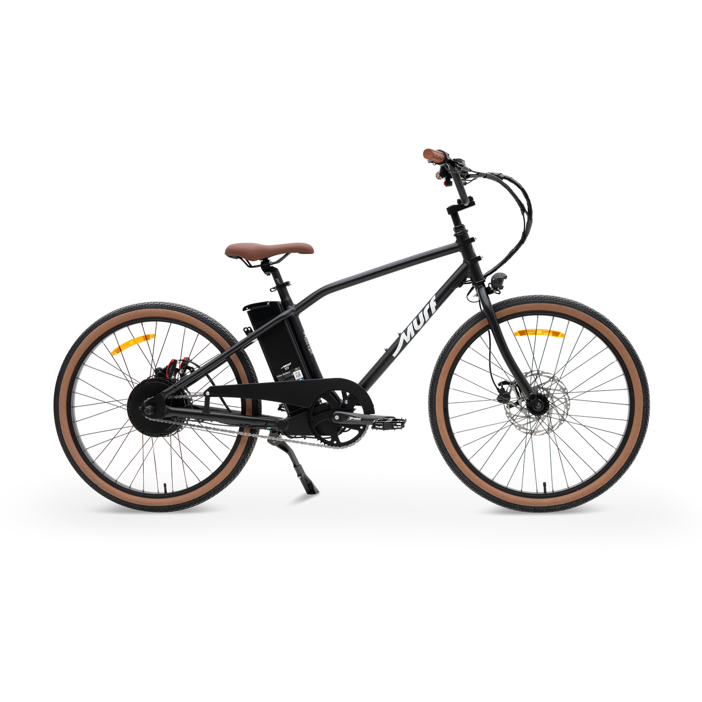 The Otis E-Bike in Black - Side Profile displaying 55lb Lightweight Chassis