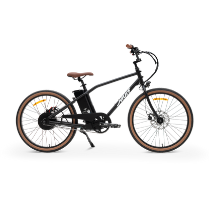 The Otis E-Bike in Black - Side Profile displaying 55lb Lightweight Chassis