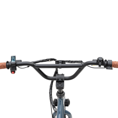 The Otis E-Bike Handlebars with Brown Grips and Thumb Throttle - Compact LCD display and Controls for 55lb Lightweight Chassis
