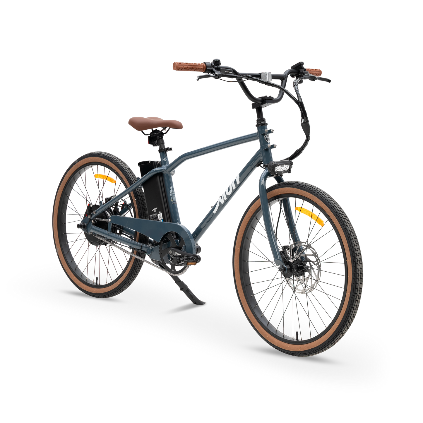 The Otis Commuter E-Bike in Marine Blue - 55lb Lightweight Chassis - Three-Quarter Studio View