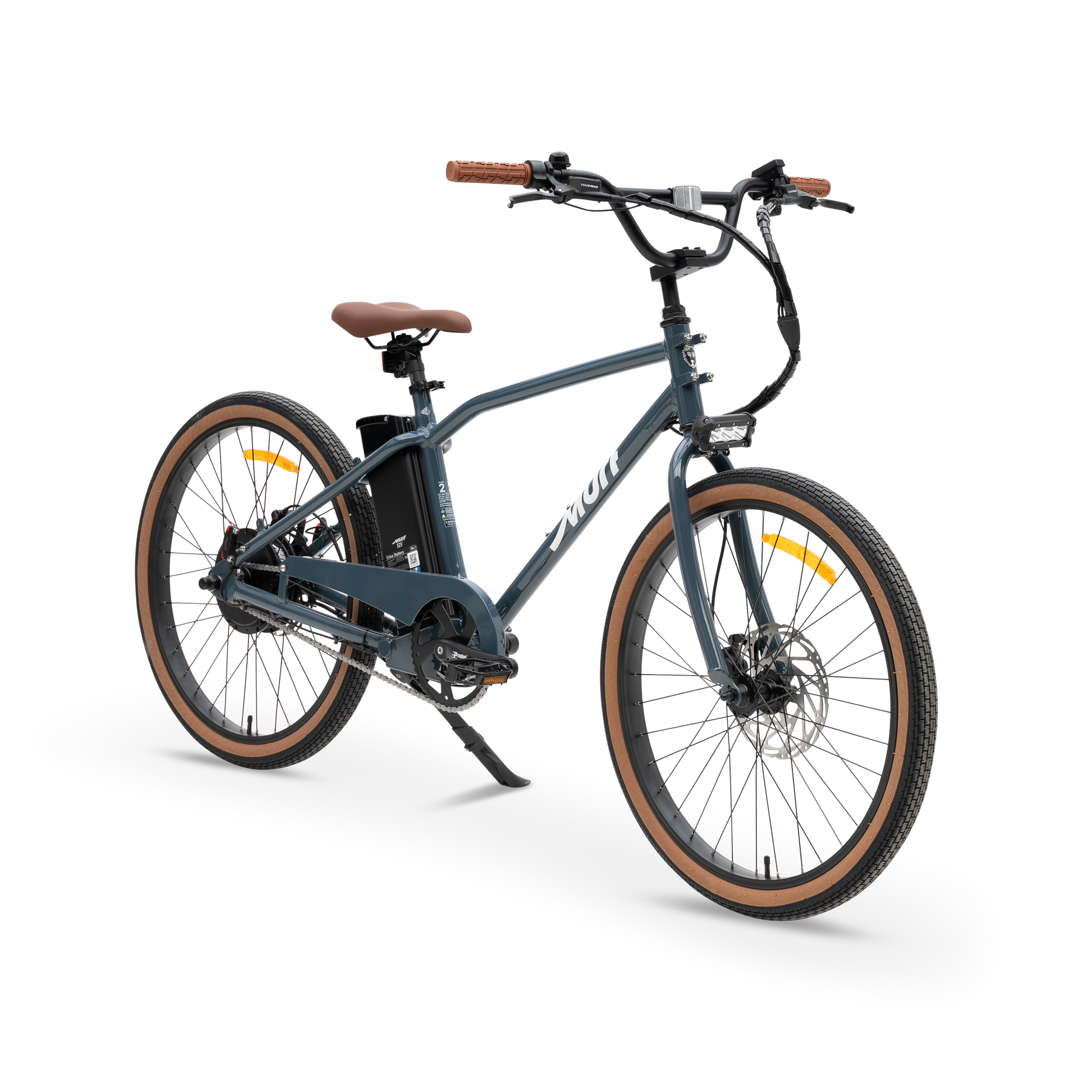 The Otis Commuter E-Bike in Marine Blue - 55lb Lightweight Chassis - Three-Quarter Studio View