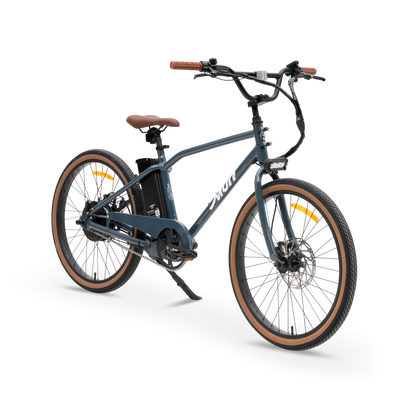 The Otis Commuter E-Bike in Marine Blue - 55lb Lightweight Chassis - Three-Quarter Studio View