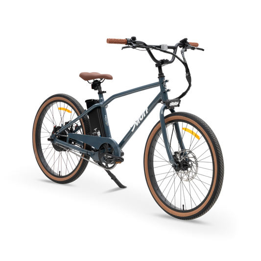 The Otis Commuter E-Bike in Marine Blue - 55lb Lightweight Chassis - Three-Quarter Studio View