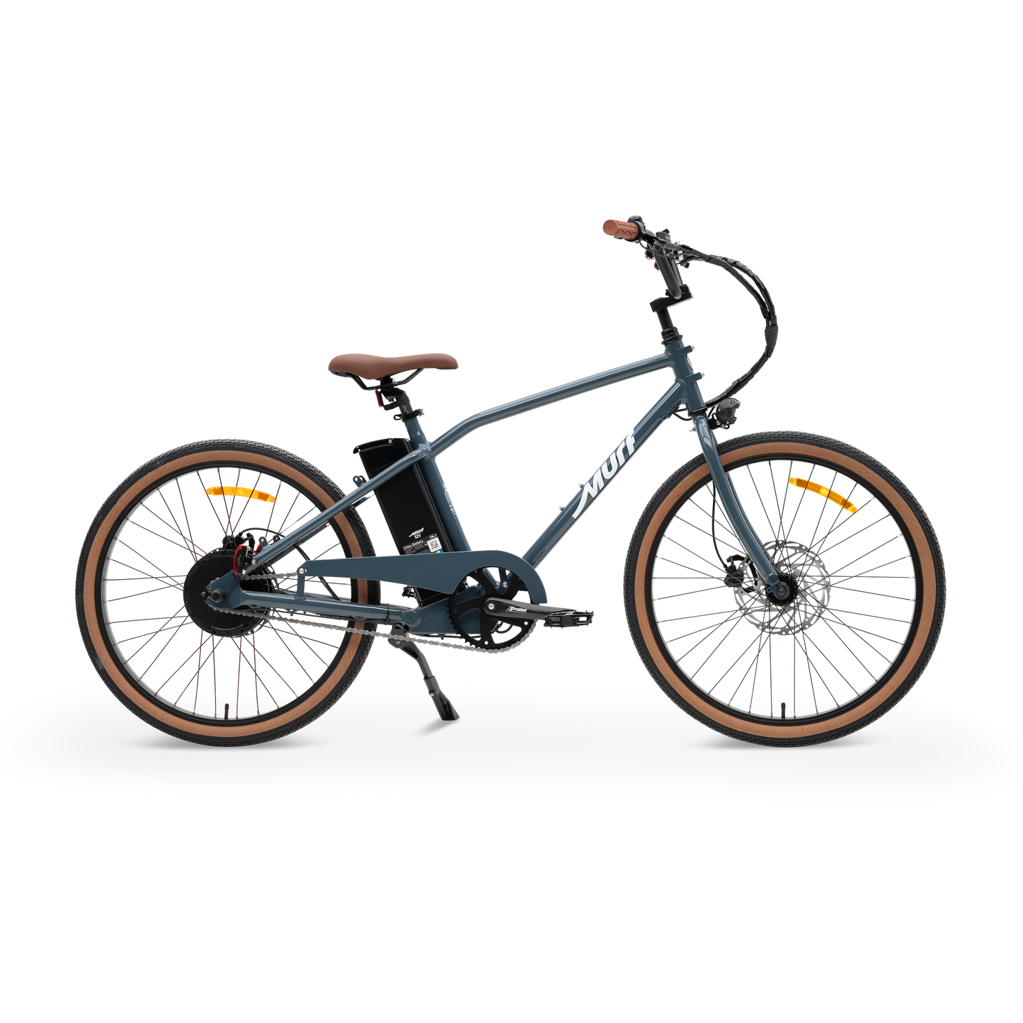 The Otis E-Bike in Marine Blue - Side Profile displaying 55lb Lightweight Chassis and Step-Over Frame