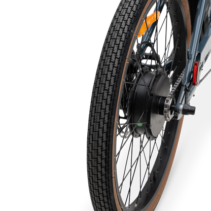Single-Speed Drivetrain and 750W Motor on Marine Blue Otis - Low Maintenance Commuter E-Bike