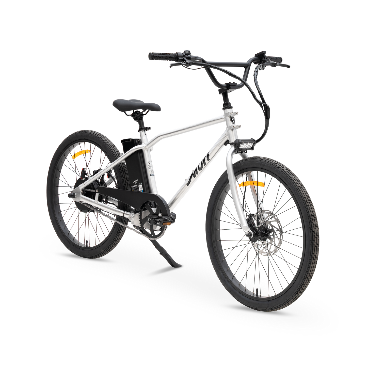 The Otis Commuter E-Bike in Raw Polished Aluminum - 55lb Lightweight Chassis - Three-Quarter View