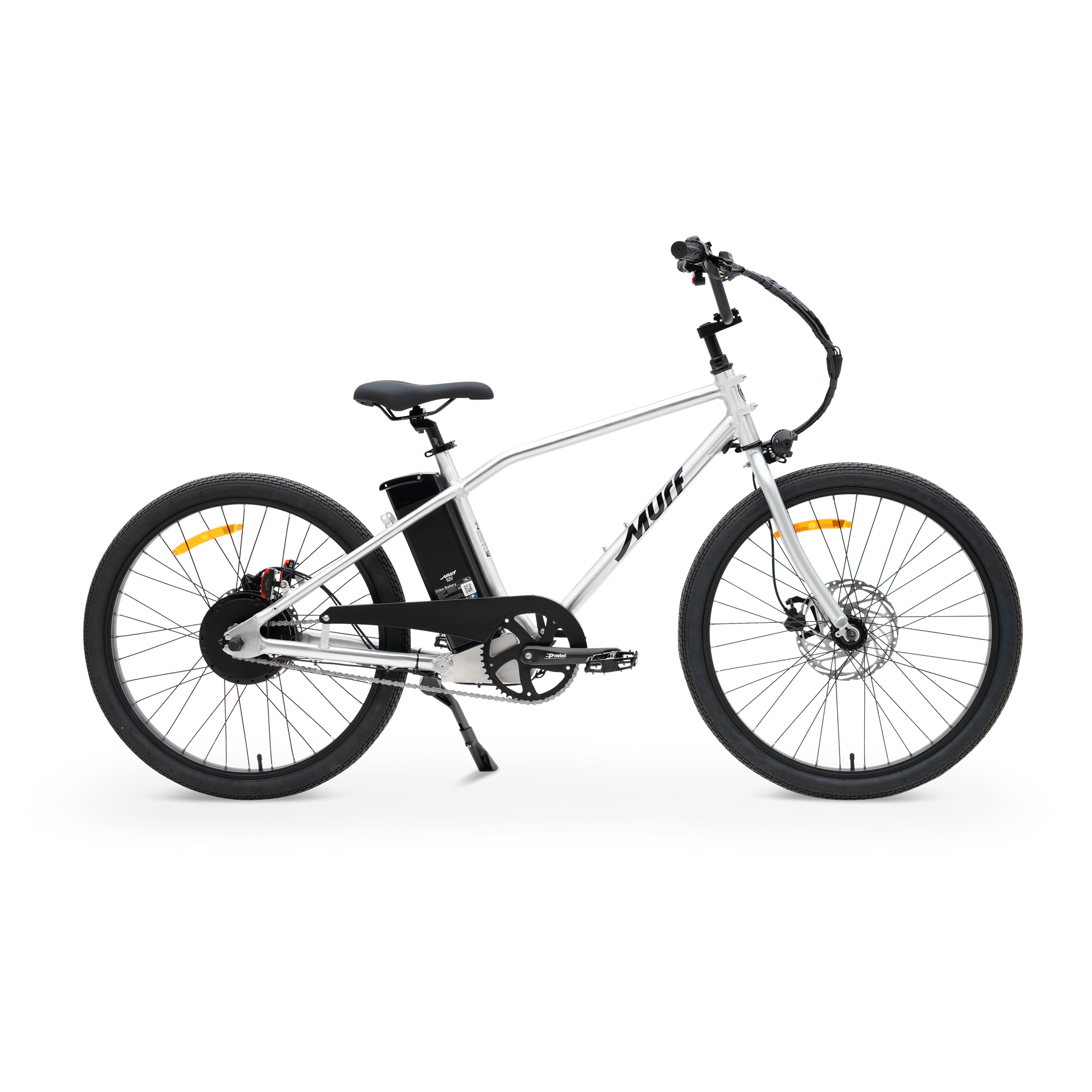 The Otis E-Bike in Raw Aluminum - Side Profile displaying 55lb Lightweight Chassis
