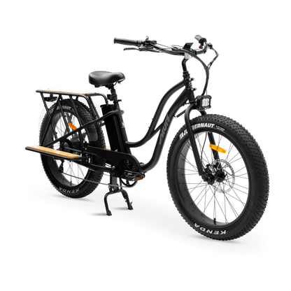 Obsidian Black Alpha Cargo heavy-duty electric utility bike angled studio shot