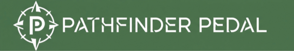 The official Pathfinder Pedal logo banner, featuring the modern P-Compass icon and logotype in a solid Venture Green.